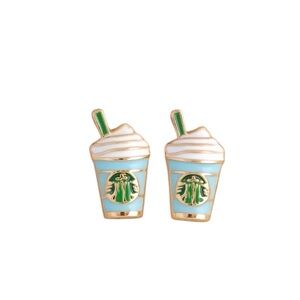Blue Fashion Coffee Cup Stud Earrings